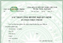 chứng nhận công bố phù hợp quy định an toàn thực phẩm