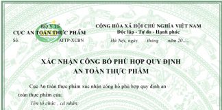 chứng nhận công bố phù hợp quy định an toàn thực phẩm