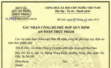 ảnh chụp: giấy công bố thực phẩm chức năng