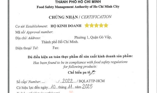 giay CN ATTP giấy an toàn vệ sinh thực phẩm làm ở đâu