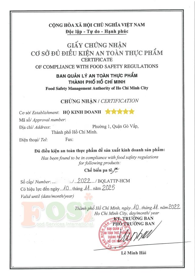 giấy an toàn vệ sinh thực phẩm làm ở đâu